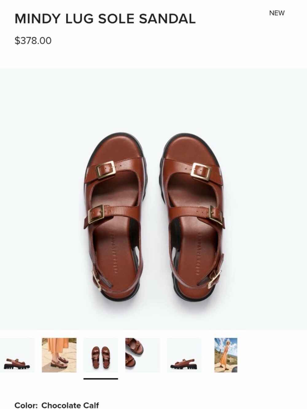 Freda Salvador Brown Leather Double-Buckle Slingback Sandals - Picture 4 of 4